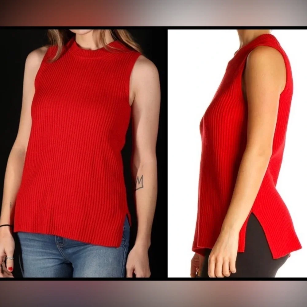 J. Crew sleeveless knit sweater top in vibrant red. Size m